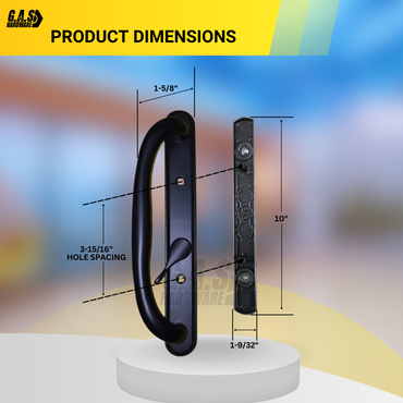 10" Olympus Sliding Patio Door Offset Pull Handle Set Replacement, Non-Keyed, 3-15/16" Hole Spacing, Fits 1-1/4" to 2-1/4" Door Thickness - Garage and Sliding Door Hardware