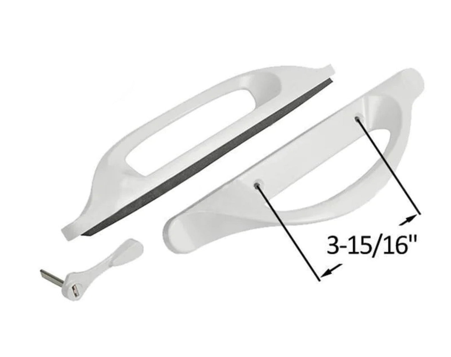 Amesbury Truth Sliding Door Handle Set Replacement | Allure Sliding Glass Patio Door With 3-15/16" Screw Holes - White (DH-372) - Garage and Sliding Door Hardware