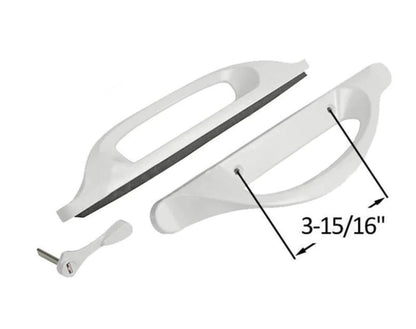 Amesbury Truth Sliding Door Handle Set Replacement | Allure Sliding Glass Patio Door With 3-15/16" Screw Holes - White (DH-372) - Garage and Sliding Door Hardware