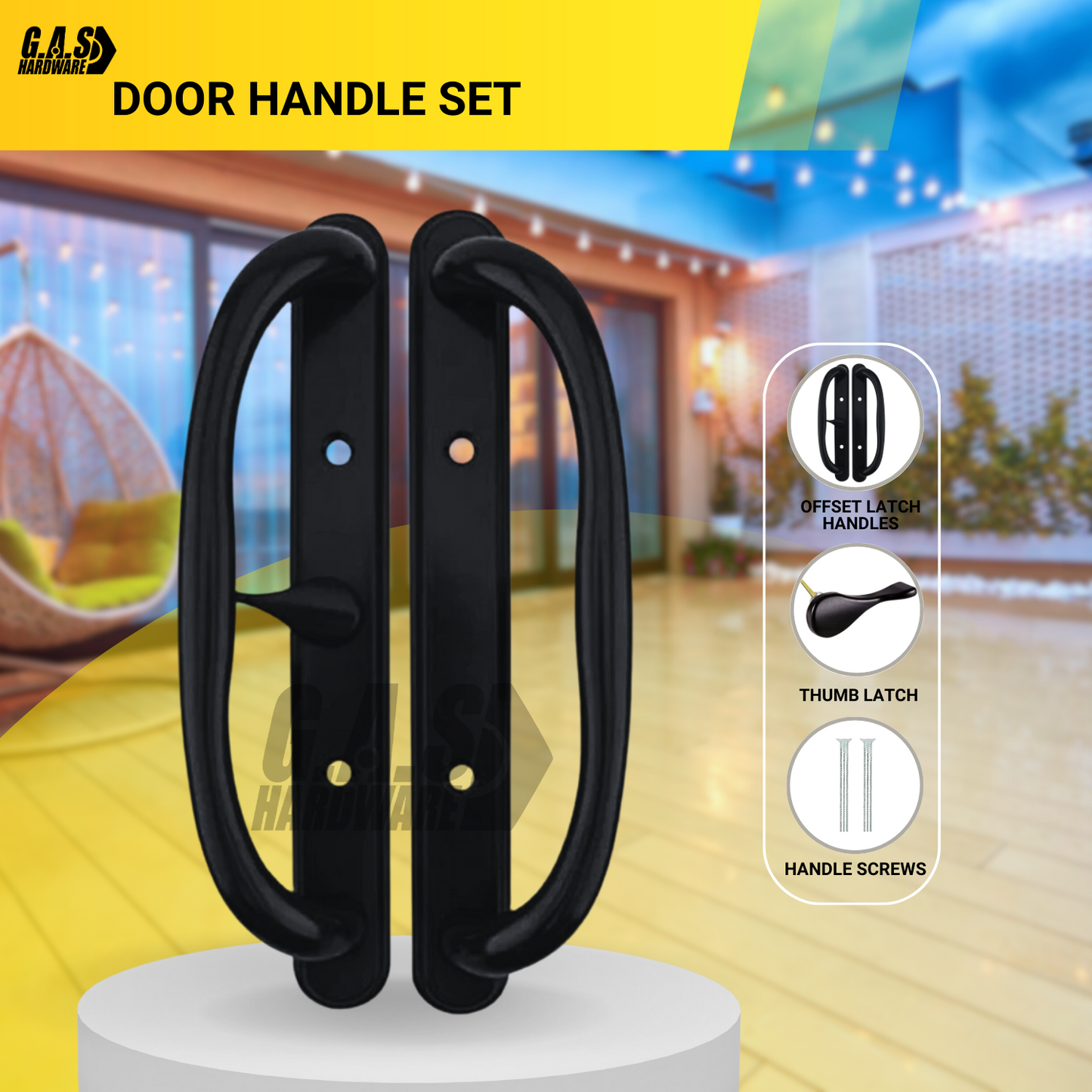 10" Olympus Sliding Patio Door Handle Set Replacement, 3-15/16" Hole Spacing, Fits 1-1/4" to 2-1/4" Door Thickness - Garage and Sliding Door Hardware