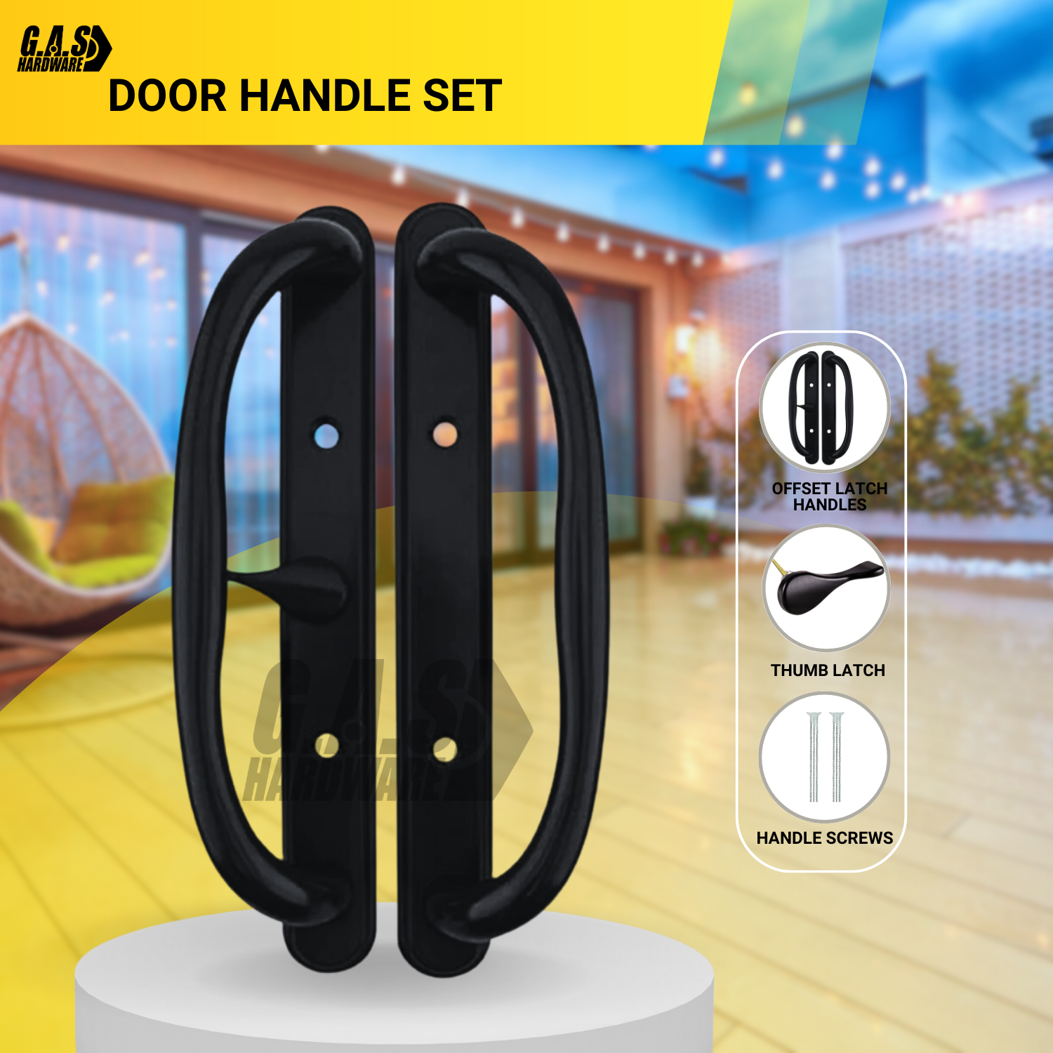 10" Olympus Sliding Patio Door Handle Set Replacement, 3-15/16" Hole Spacing, Fits 1-1/4" to 2-1/4" Door Thickness - Garage and Sliding Door Hardware