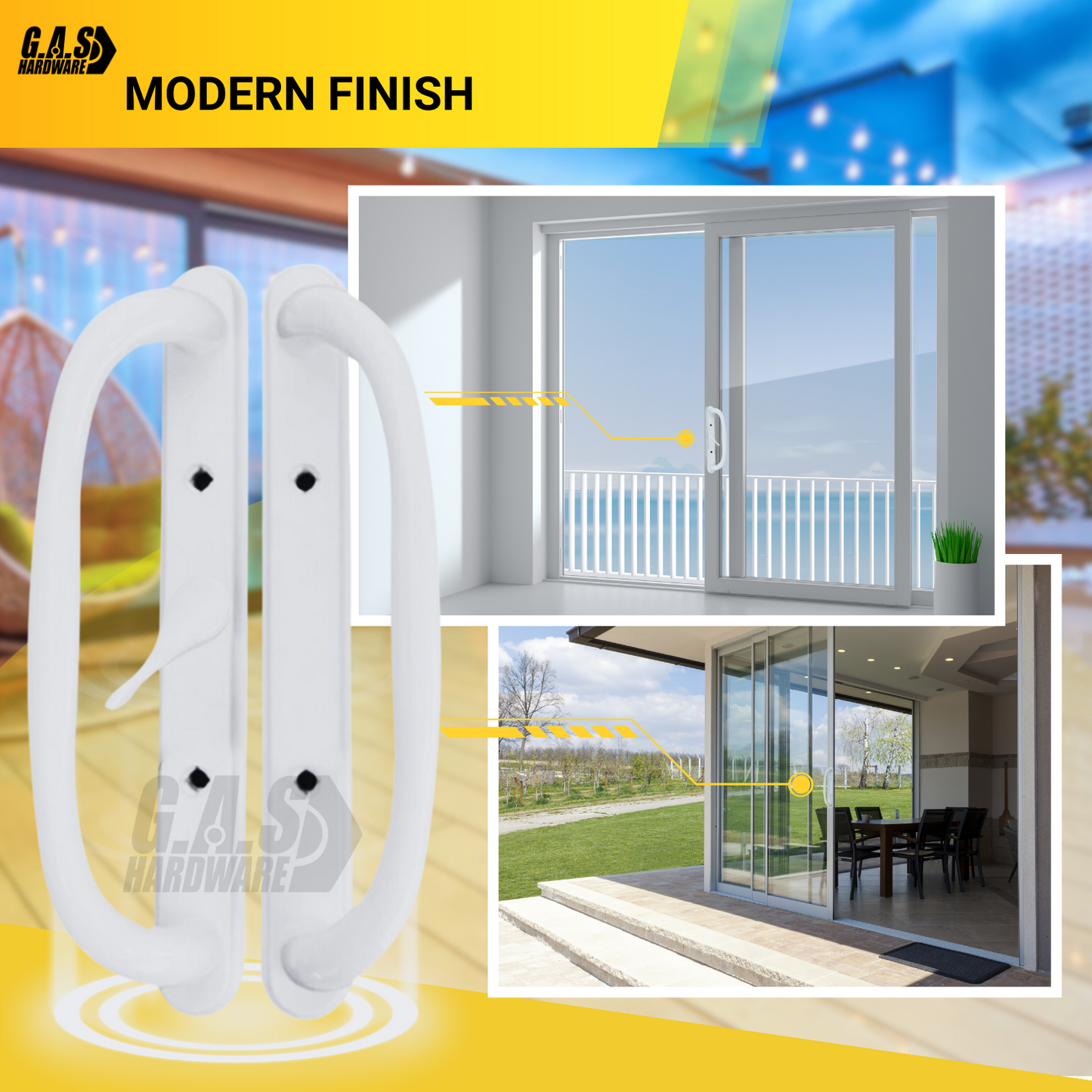 10" Olympus Sliding Patio Door Handle Set Replacement, 3-15/16" Hole Spacing, Fits 1-1/4" to 2-1/4" Door Thickness - Garage and Sliding Door Hardware