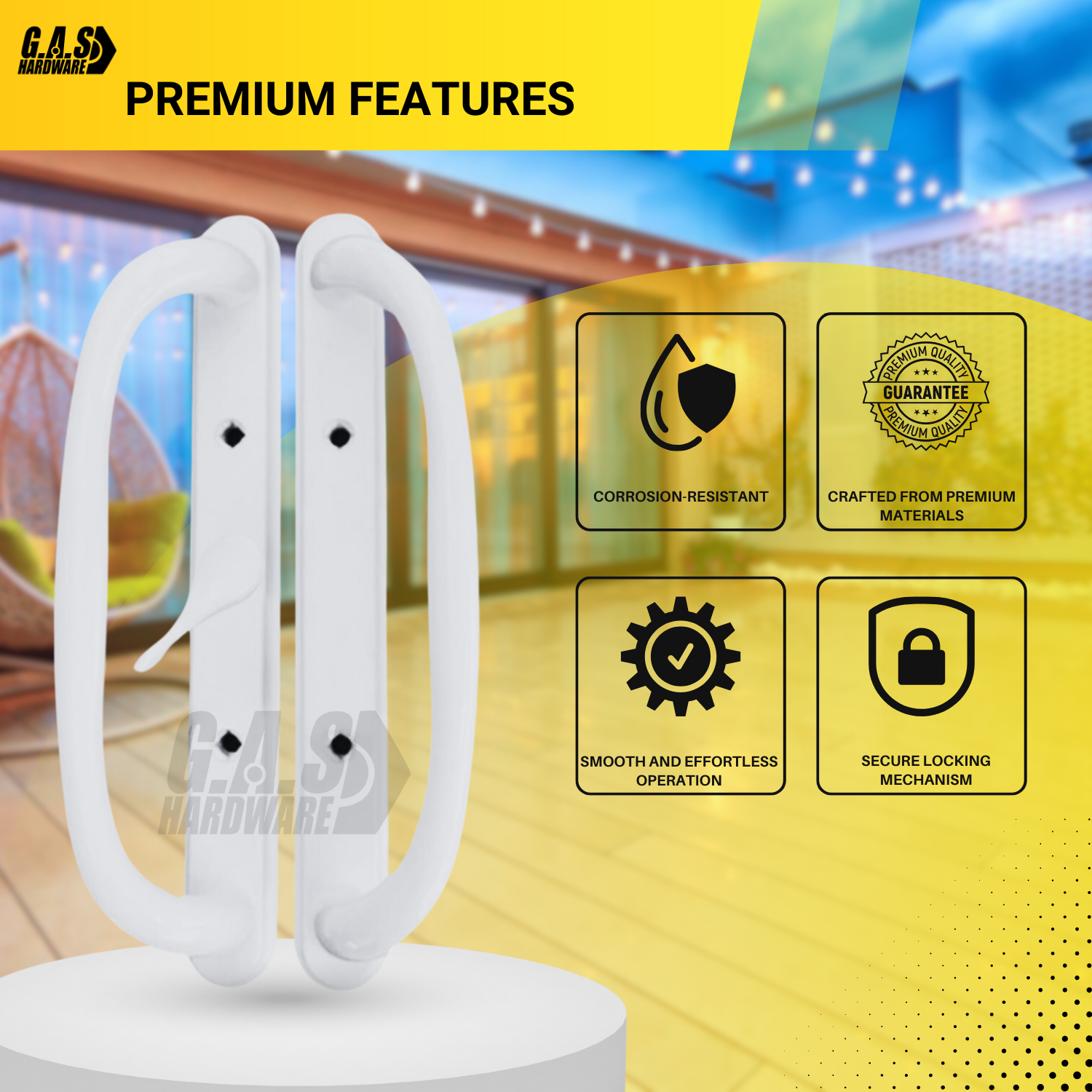 10" Olympus Sliding Patio Door Handle Set Replacement, 3-15/16" Hole Spacing, Fits 1-1/4" to 2-1/4" Door Thickness - Garage and Sliding Door Hardware