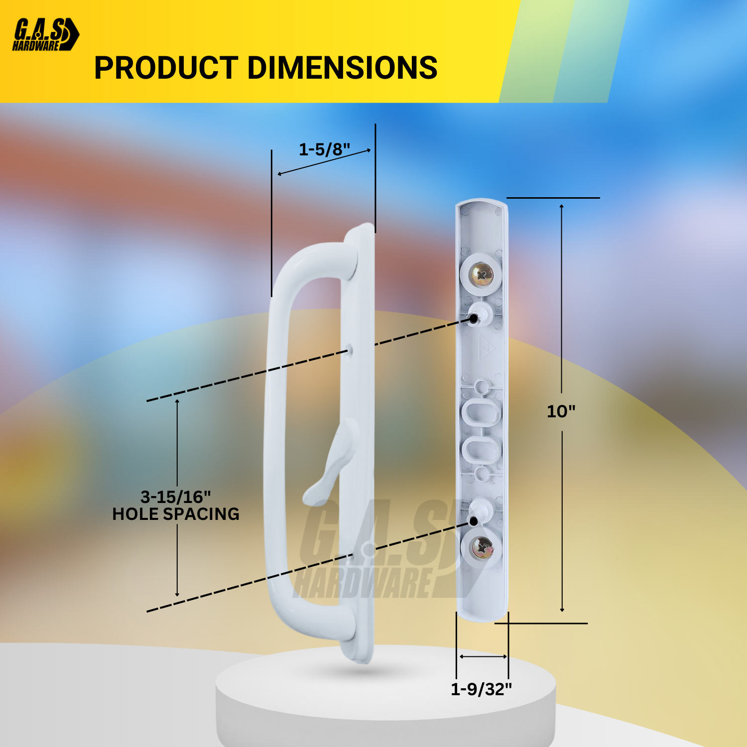 10" Olympus Sliding Patio Door Handle Set Replacement, 3-15/16" Hole Spacing, Fits 1-1/4" to 2-1/4" Door Thickness - Garage and Sliding Door Hardware