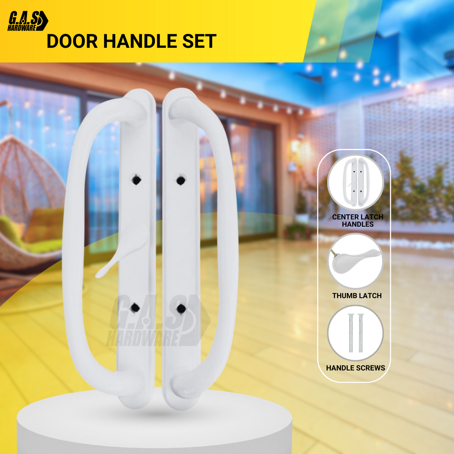 10" Olympus Sliding Patio Door Handle Set Replacement, 3-15/16" Hole Spacing, Fits 1-1/4" to 2-1/4" Door Thickness - Garage and Sliding Door Hardware