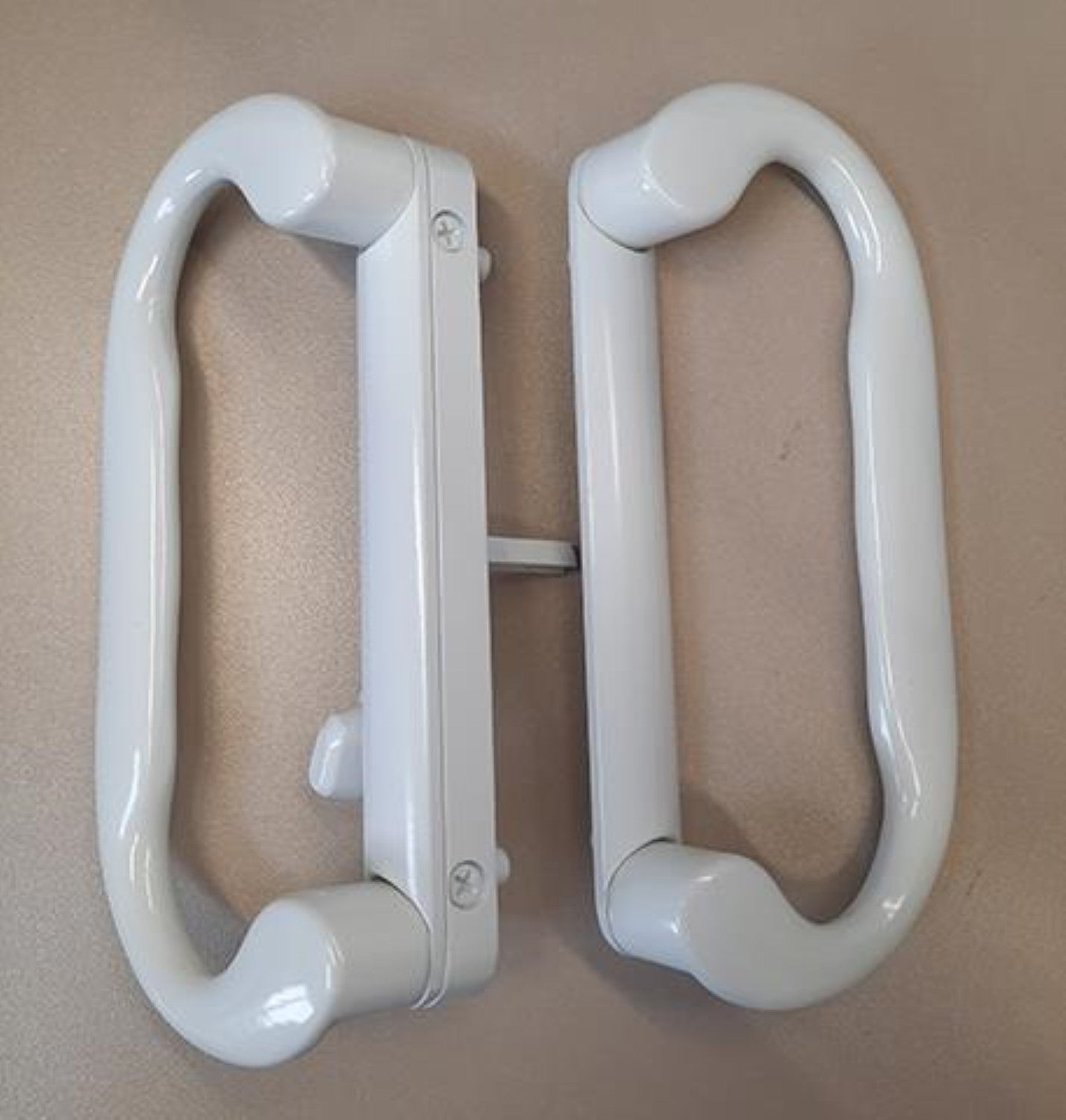 Roto Interlock Sliding Patio Glass Door 7.5" White Handle Set Replacement - Interior and Exterior Handles with Screws with a 4-15/16" Hole Spacing - Fix and Repair Door Hardware - White - Garage and Sliding Door Hardware