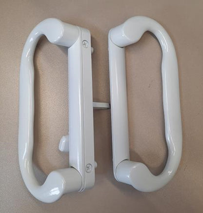 Roto Interlock Sliding Patio Glass Door 7.5" White Handle Set Replacement - Interior and Exterior Handles with Screws with a 4-15/16" Hole Spacing - Fix and Repair Door Hardware - White - Garage and Sliding Door Hardware