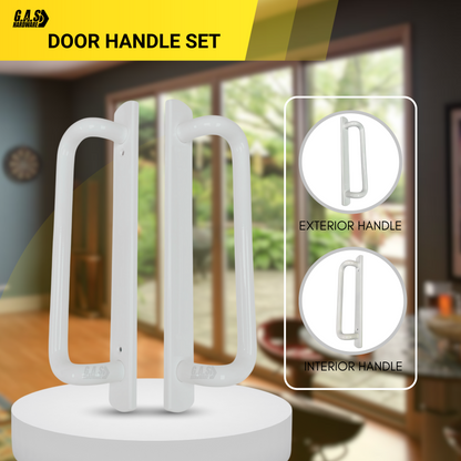 PGT 5400 White Sliding Glass Door Handle Set Replacement with 7-15/16 Hole Spacing - 12.5" Faceplate Interior and Exterior Door Handles - Fix and Repair Door Hardware - Garage and Sliding Door Hardware