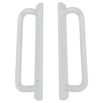 PGT 5400 White Sliding Glass Door Handle Set Replacement with 7-15/16 Hole Spacing - 12.5" Faceplate Interior and Exterior Door Handles - Fix and Repair Door Hardware - Garage and Sliding Door Hardware