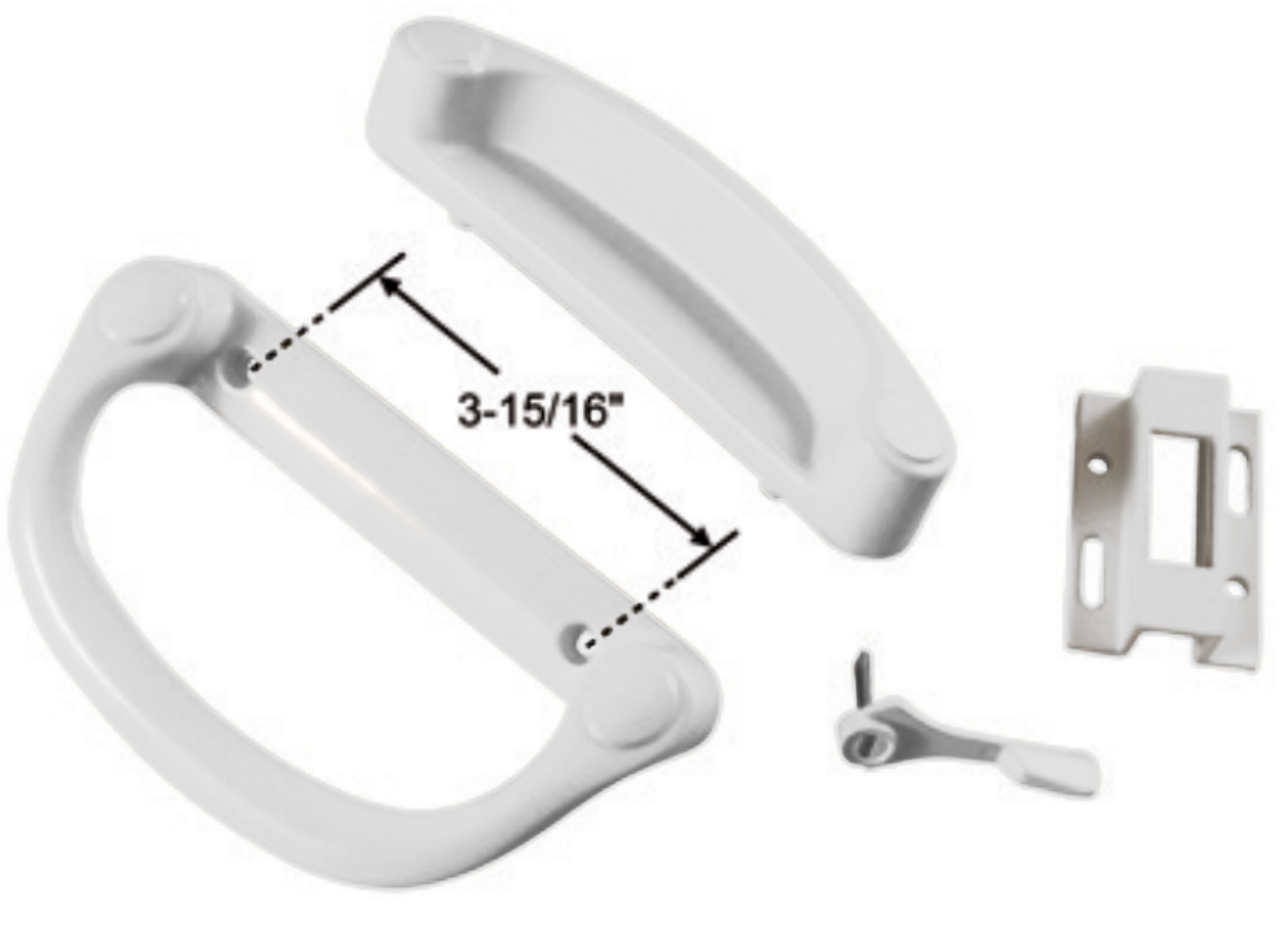 White Siding Patio Door Handle Kit | Handle Replacement for Sliding Glass Door Repair | Sliding Door Handle Kit with Keeper, Latch, and Screws (DH-508) - Garage and Sliding Door Hardware