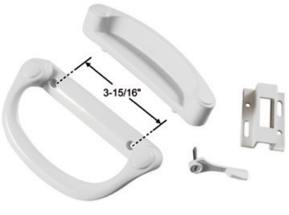 White Siding Patio Door Handle Kit | Handle Replacement for Sliding Glass Door Repair | Sliding Door Handle Kit with Keeper, Latch, and Screws (DH-508) - Garage and Sliding Door Hardware