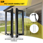 PGT 10" Black Sliding Door Handle Set Kit with Thumb Latch Lever, and Screws | Interior or Exterior Replacement Patio Door Handle with 3-7/8" Hole Spacing | Fix Repair PGT Door Hardware