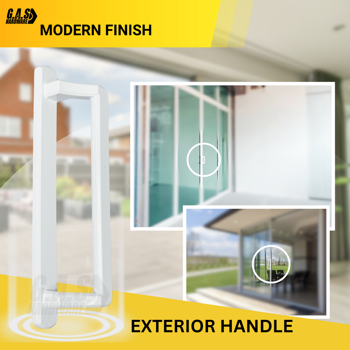 PGT 10" White Sliding Door Handle Set Kit with Thumb Latch Lever, and Screws Interior or Exterior Replacement Patio Door Handle with 3-7/8" Hole Spacing - Garage and Sliding Door Hardware