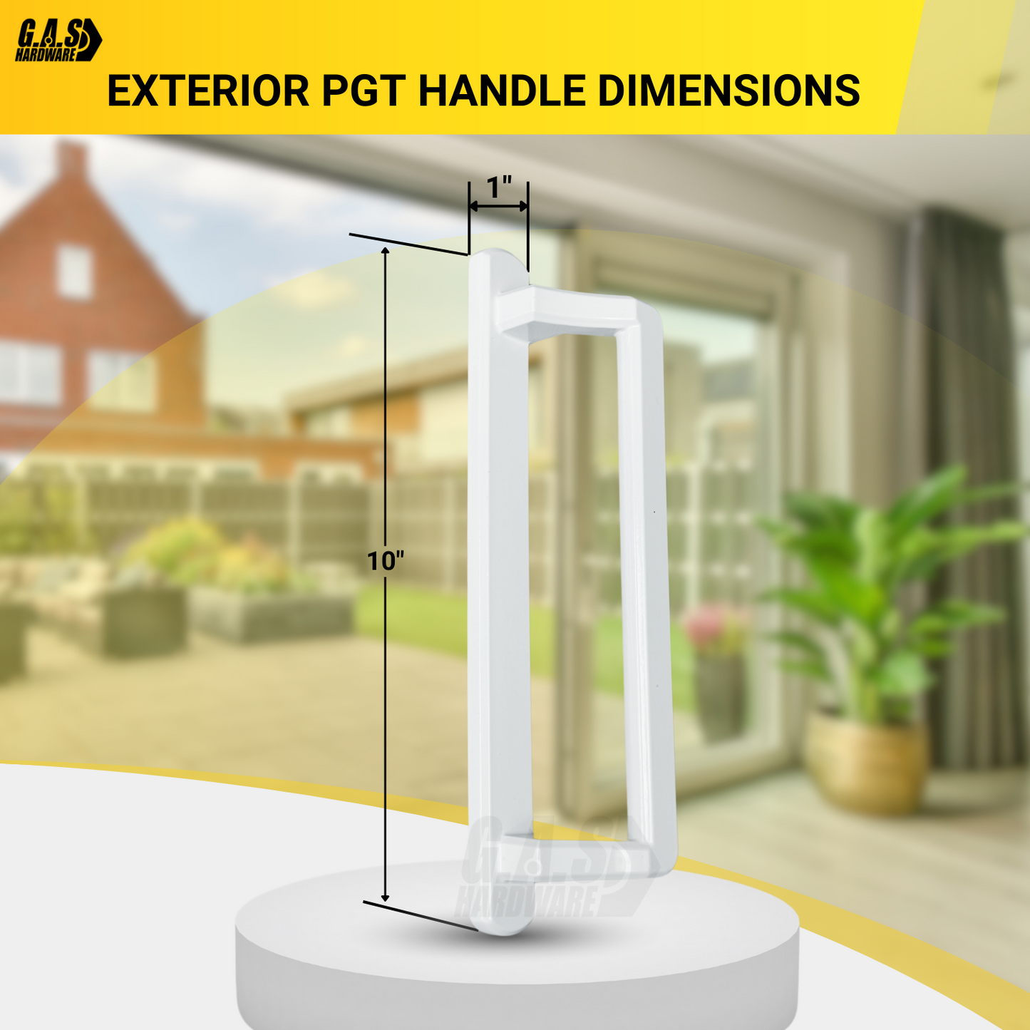 PGT 10" White Sliding Door Handle Set Kit with Thumb Latch Lever, and Screws Interior or Exterior Replacement Patio Door Handle with 3-7/8" Hole Spacing - Garage and Sliding Door Hardware