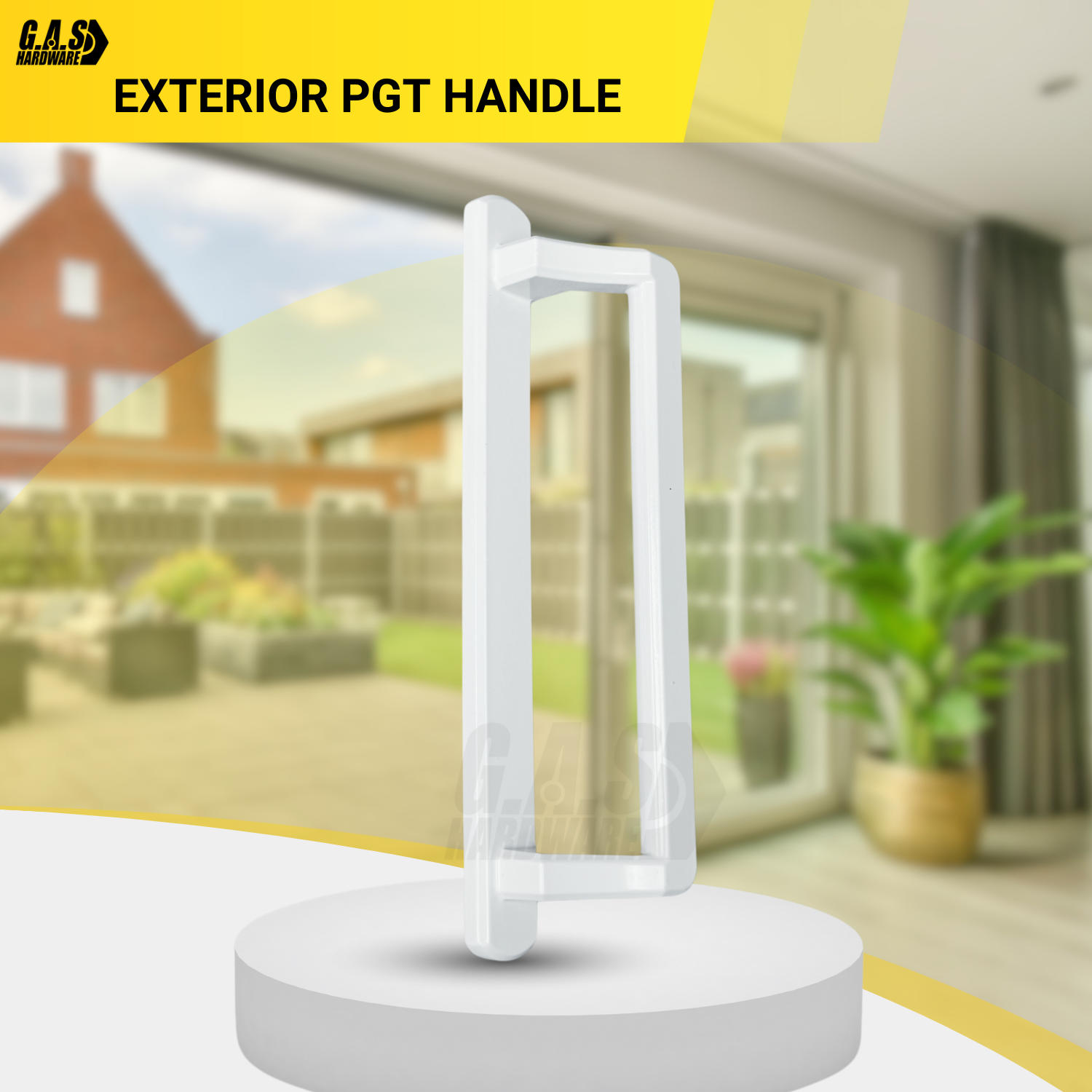 PGT 10" White Sliding Door Handle Set Kit with Thumb Latch Lever, and Screws Interior or Exterior Replacement Patio Door Handle with 3-7/8" Hole Spacing - Garage and Sliding Door Hardware