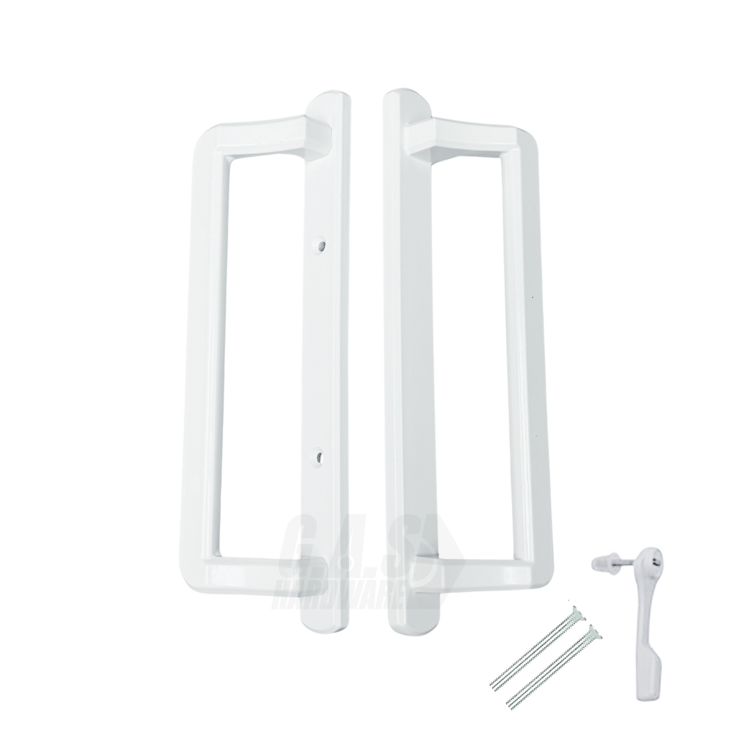 PGT 10" White Sliding Door Handle Set Kit with Thumb Latch Lever, and Screws Interior or Exterior Replacement Patio Door Handle with 3-7/8" Hole Spacing - Garage and Sliding Door Hardware