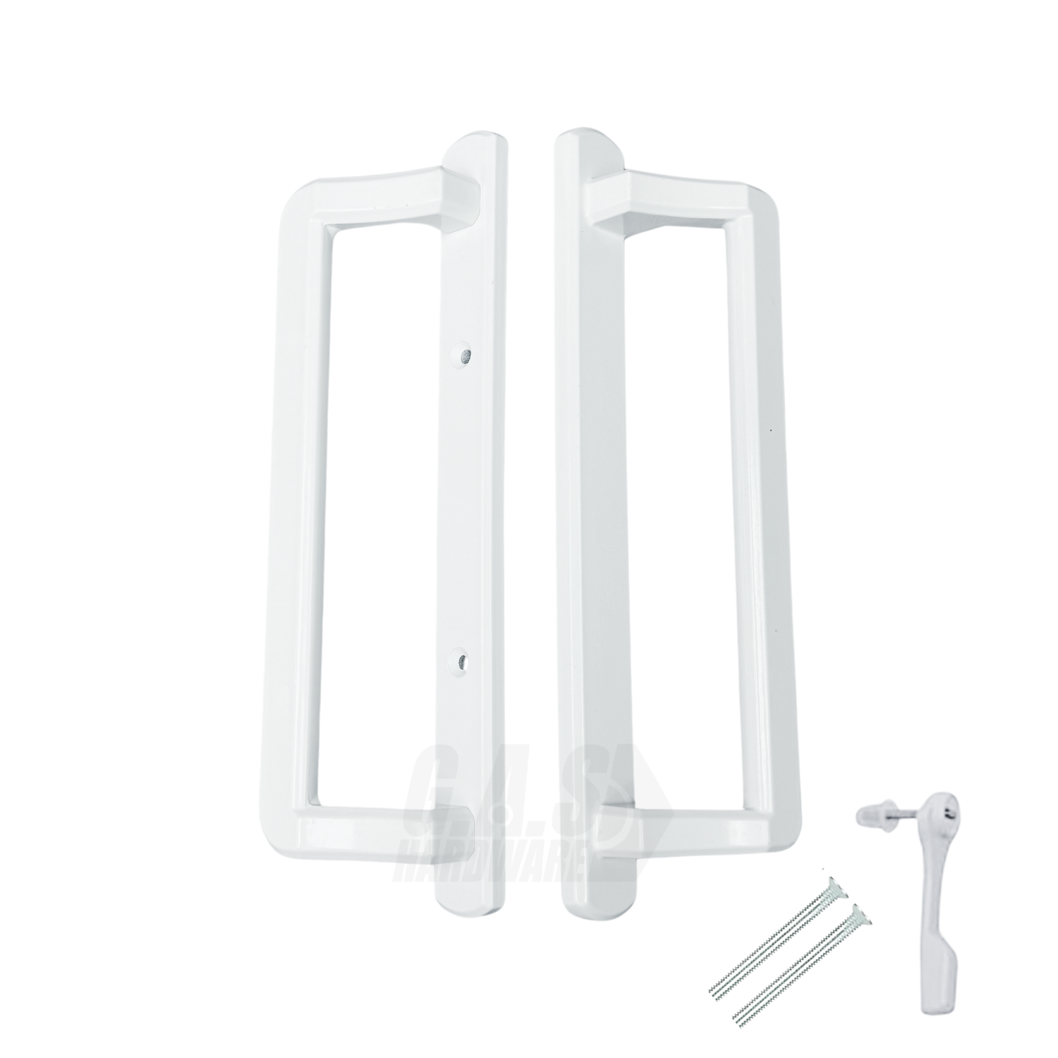 PGT 10" White Sliding Door Handle Set Kit with Thumb Latch Lever, and Screws Interior or Exterior Replacement Patio Door Handle with 3-7/8" Hole Spacing - Garage and Sliding Door Hardware