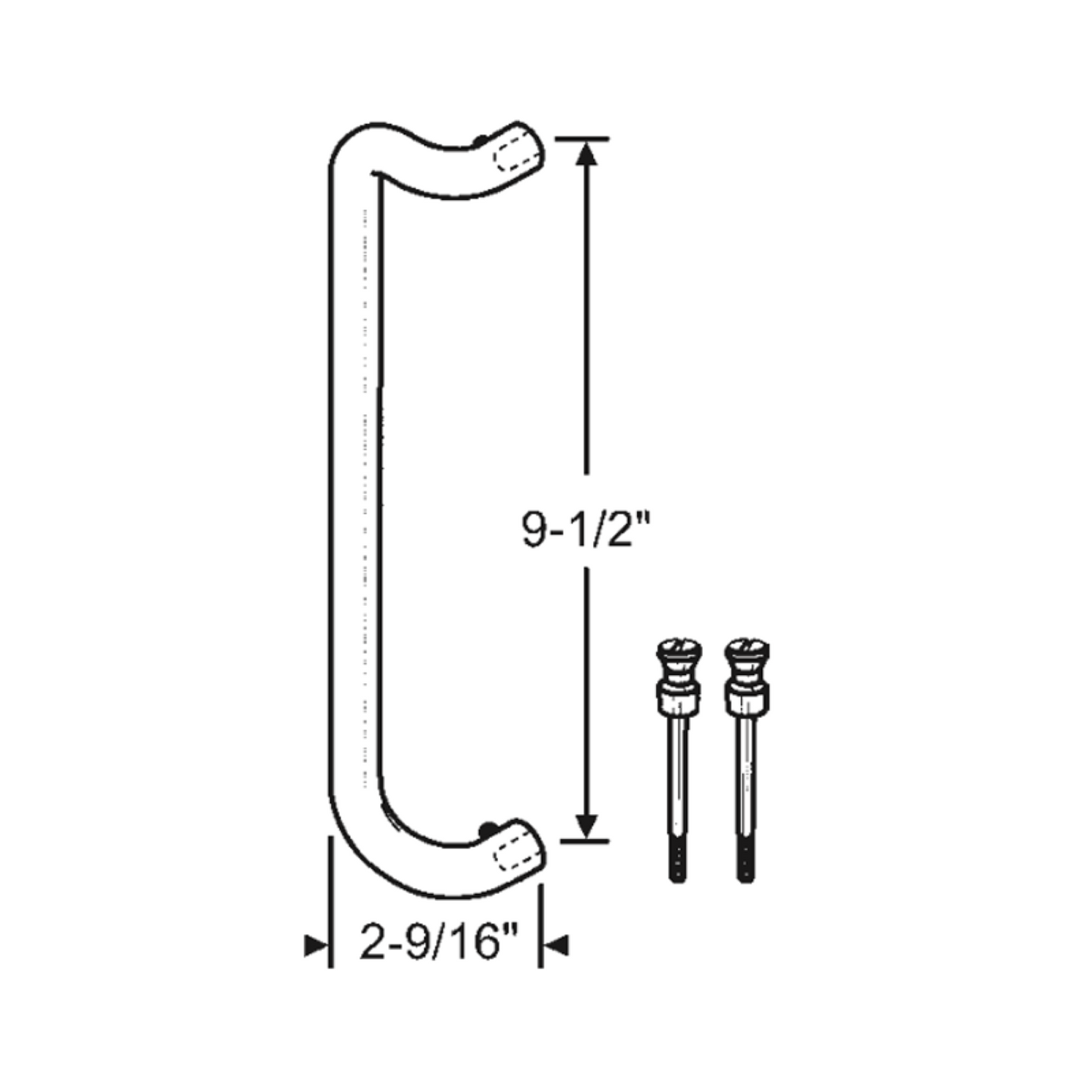White TM Product Sliding Patio Glass Door Handle, Tubular Handle Pull - Garage and Sliding Door Hardware