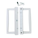 9" White PGT Sliding Glass Patio Door Surface Mount Handle Set Replacement with Thumb Latch Lever, Screws, and Keepers - 4-7/8" Hole Spacing - Fix and Repair Door Hardware