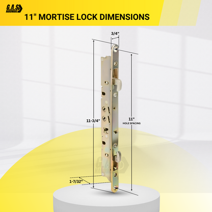 11-3/4" Amesbury Truth Alloy Steel Mortise Lock With Face Plate for Sliding Patio Glass Doors - Garage and Sliding Door Hardware