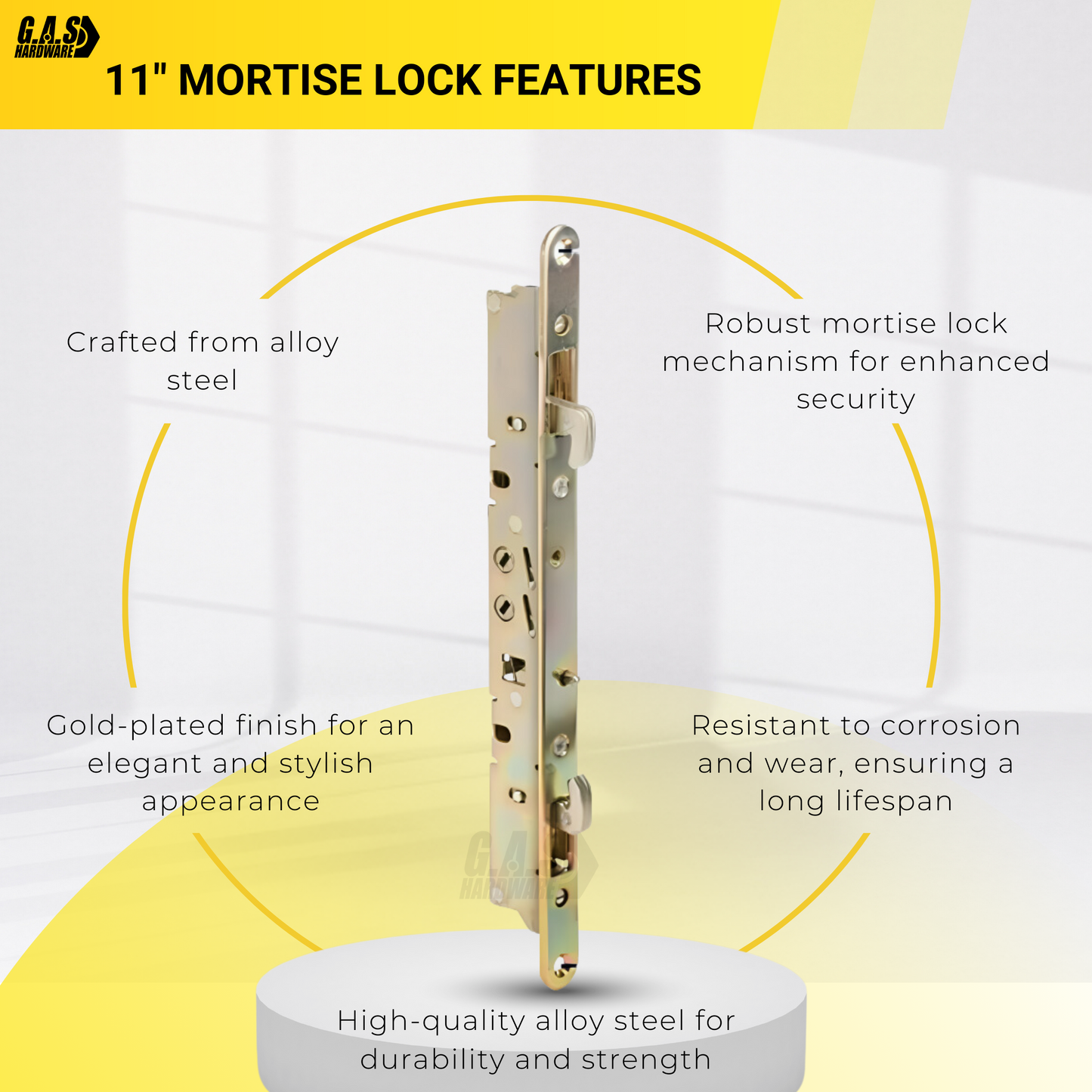 11-3/4" Amesbury Truth Alloy Steel Mortise Lock With Face Plate for Sliding Patio Glass Doors - Garage and Sliding Door Hardware