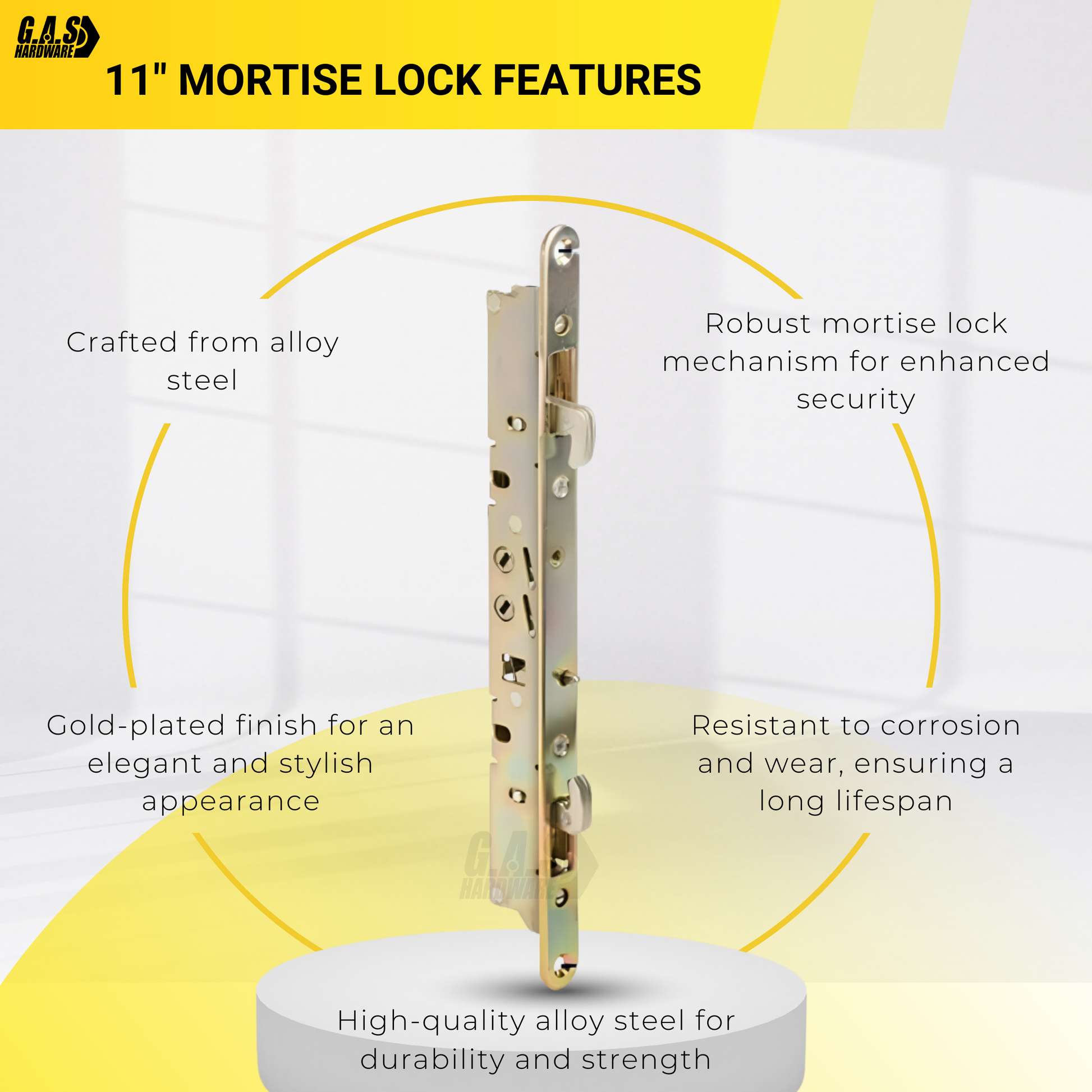 11-3/4" Amesbury Truth Alloy Steel Mortise Lock With Face Plate for Sliding Patio Glass Doors - Garage and Sliding Door Hardware