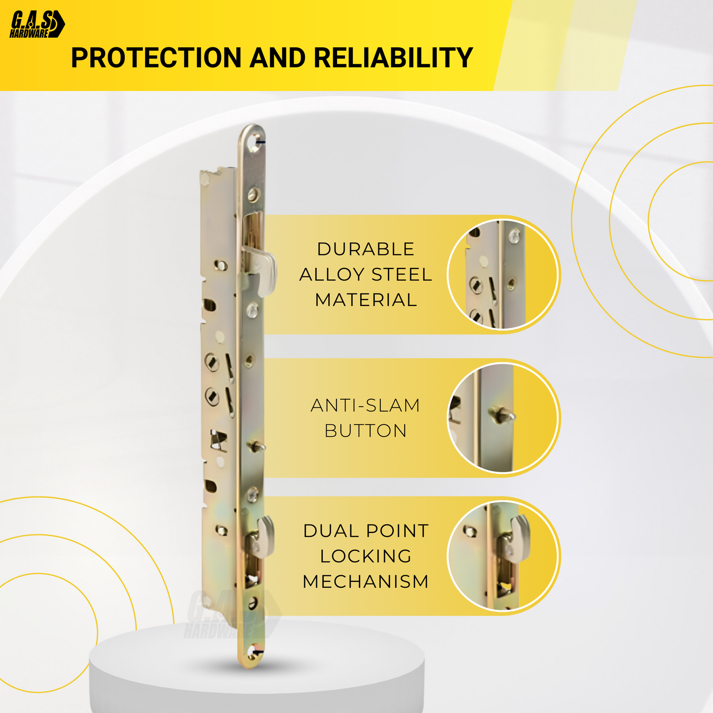 11-3/4" Amesbury Truth Alloy Steel Mortise Lock With Face Plate for Sliding Patio Glass Doors - Garage and Sliding Door Hardware