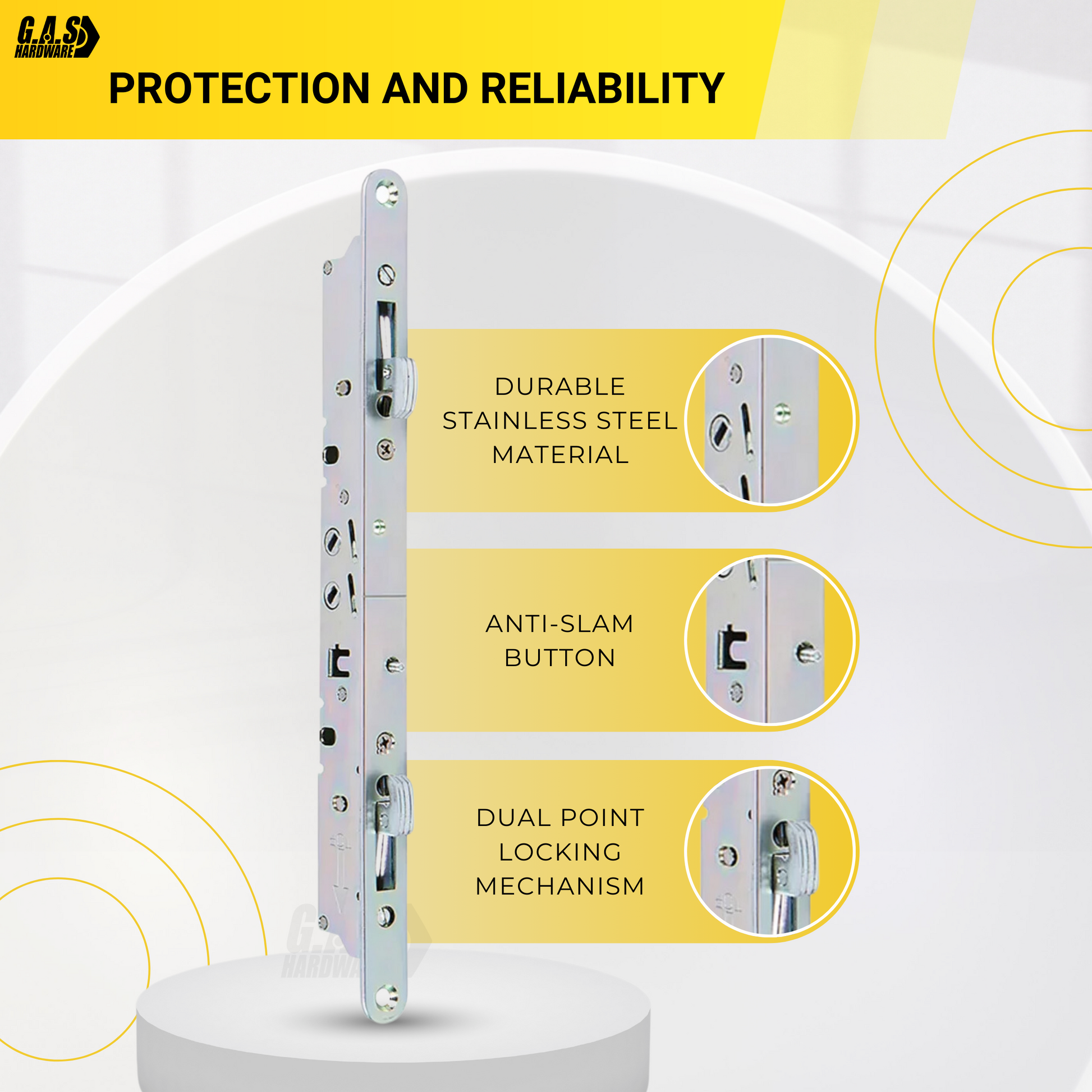 Amesbury Truth Multi-Point 11-3/4" Mortise Lock With Face Plate 10-7/8" for Sliding Patio Glass Door - Garage and Sliding Door Hardware