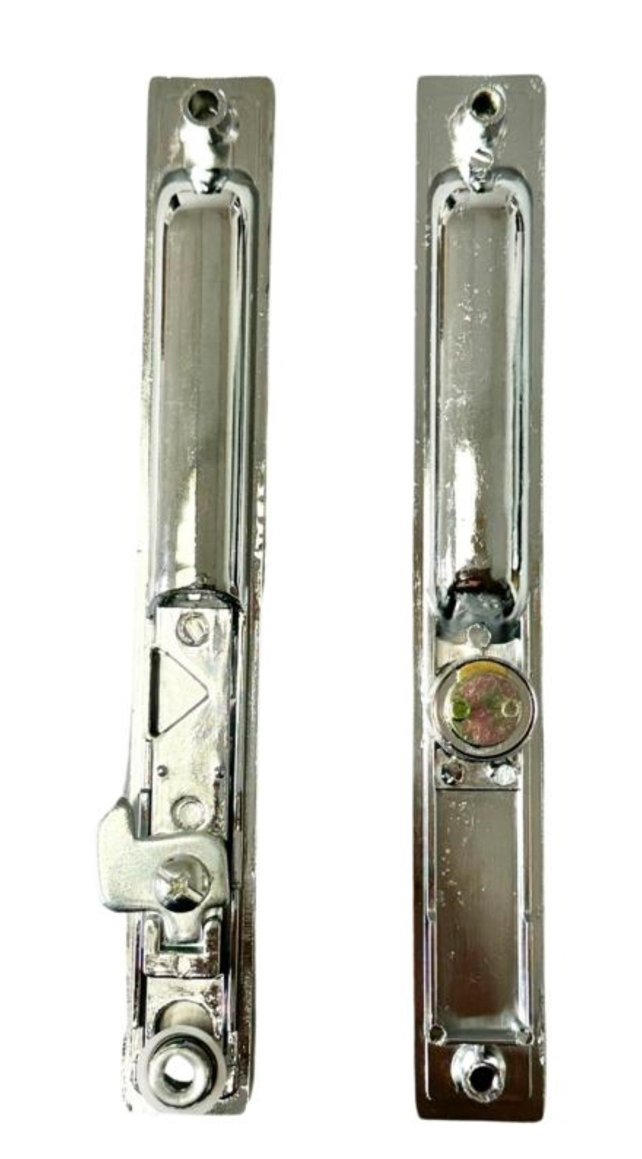 Sliding Door Flush Mount Handle Set with Key Cylinder | Keyed Chrome Flush Mount Sliding Glass Door Handle Set 6-5/8" Screw Holes with 4 Hook Assortment (DL-503-C-K) - Garage and Sliding Door Hardware