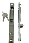 Sliding Door Flush Mount Handle Set with Key Cylinder | Keyed Chrome Flush Mount Sliding Glass Door Handle Set 6-5/8" Screw Holes with 4 Hook Assortment (DL-503-C-K)
