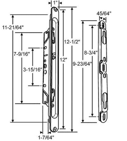 Brixwell Two Point Mortise Lock With Keeper and Screws for Sliding Patio Glass Doors - CENTER latch position - Garage and Sliding Door Hardware