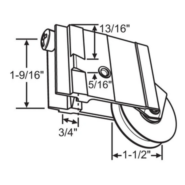 (DR-106-SP) Lawson Roller for Sliding Glass Doors NYLON Wheel - Garage and Sliding Door Hardware