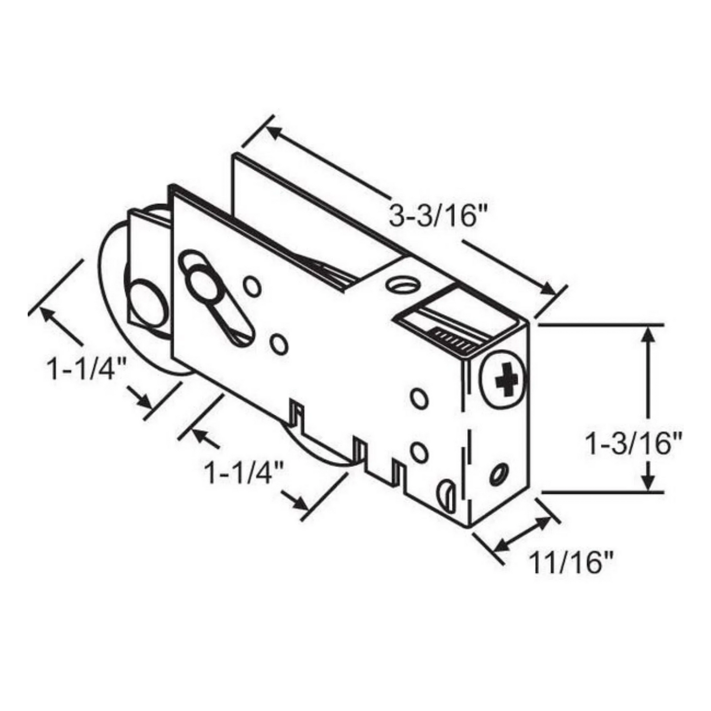 (DR-271-NYLON) NuAir Tandem Roller for Sliding Glass Doors - NYLON 1-1/4" Wheel