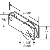 Capitol Sliding Door Roller Assembly with Bottom Hole Patio Door Assembly with 1-1/8" Steel Wheel (DR-279-BTM)