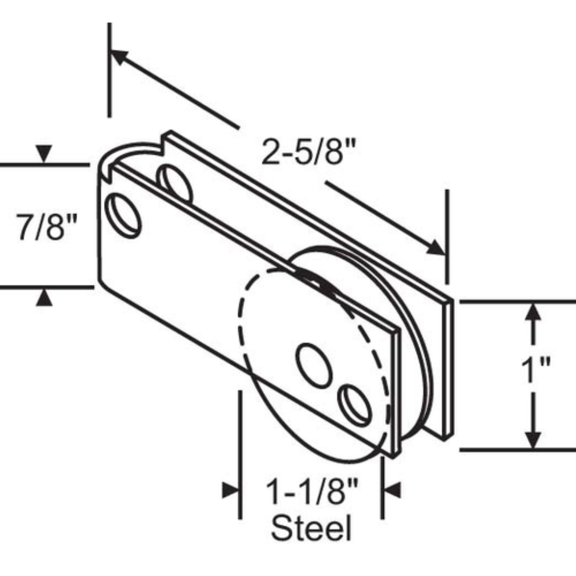 Capitol Sliding Door Roller Assembly with Top Hole Patio Door Assembly with 1-1/8" Steel Wheel (DR-279-TOP) - Garage and Sliding Door Hardware