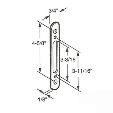 Stainless Steel Mortise Lock Faceplate - 4-5/8" Hole Spacing Screw Holes - Garage and Sliding Door Hardware