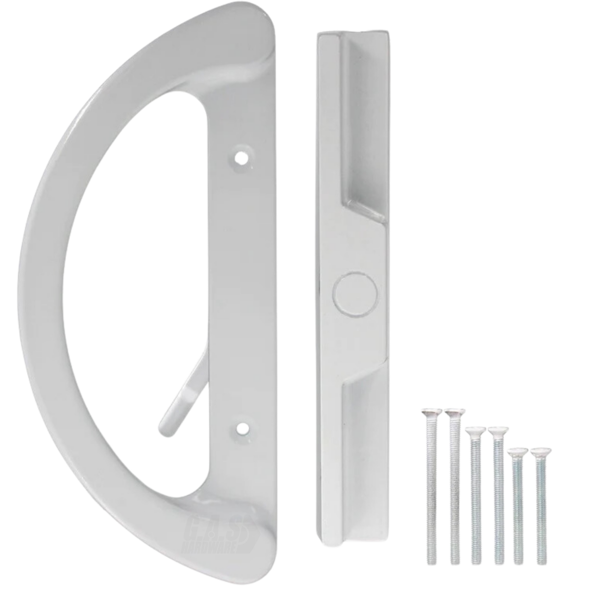 8" Sliding Patio Glass Door Handle Set Replacement – White Diecast Aluminum, Non-Keyed, Fits 3-15/16” Hole Spacing - Garage and Sliding Door Hardware