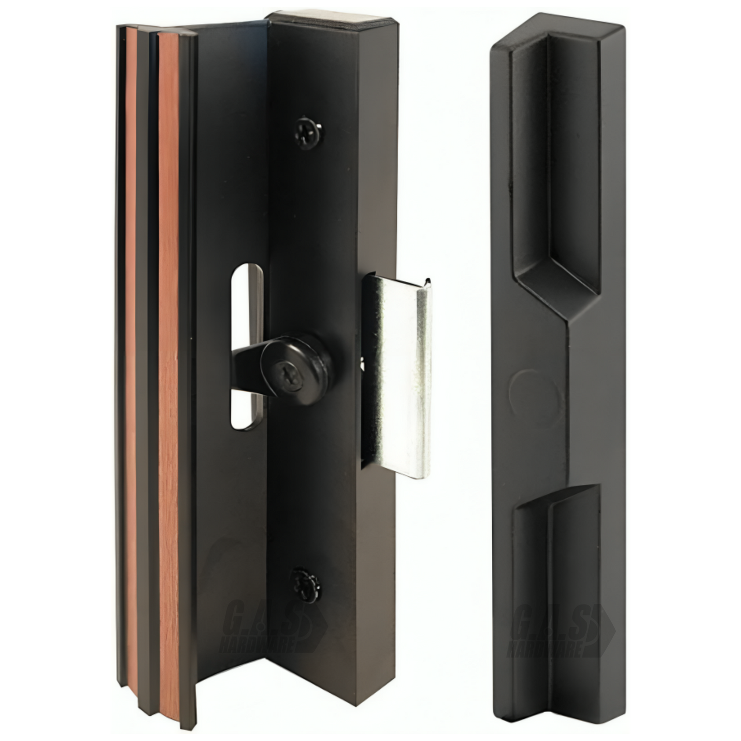 Diecast Sliding Door Handle Set Anodized Black – Extruded Aluminum Inside Pull Painted Black – Exterior Diecast Pull – Clamp Latch w/ Metal Activator | Patio Glass Screen Door Handle (DH-250) - Garage and Sliding Door Hardware