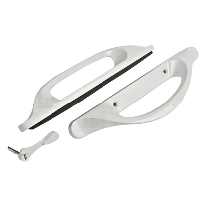 Amesbury Truth Sliding Door Handle Set Replacement | Allure Sliding Glass Patio Door With 3-15/16" Screw Holes - White (DH-372) - Garage and Sliding Door Hardware