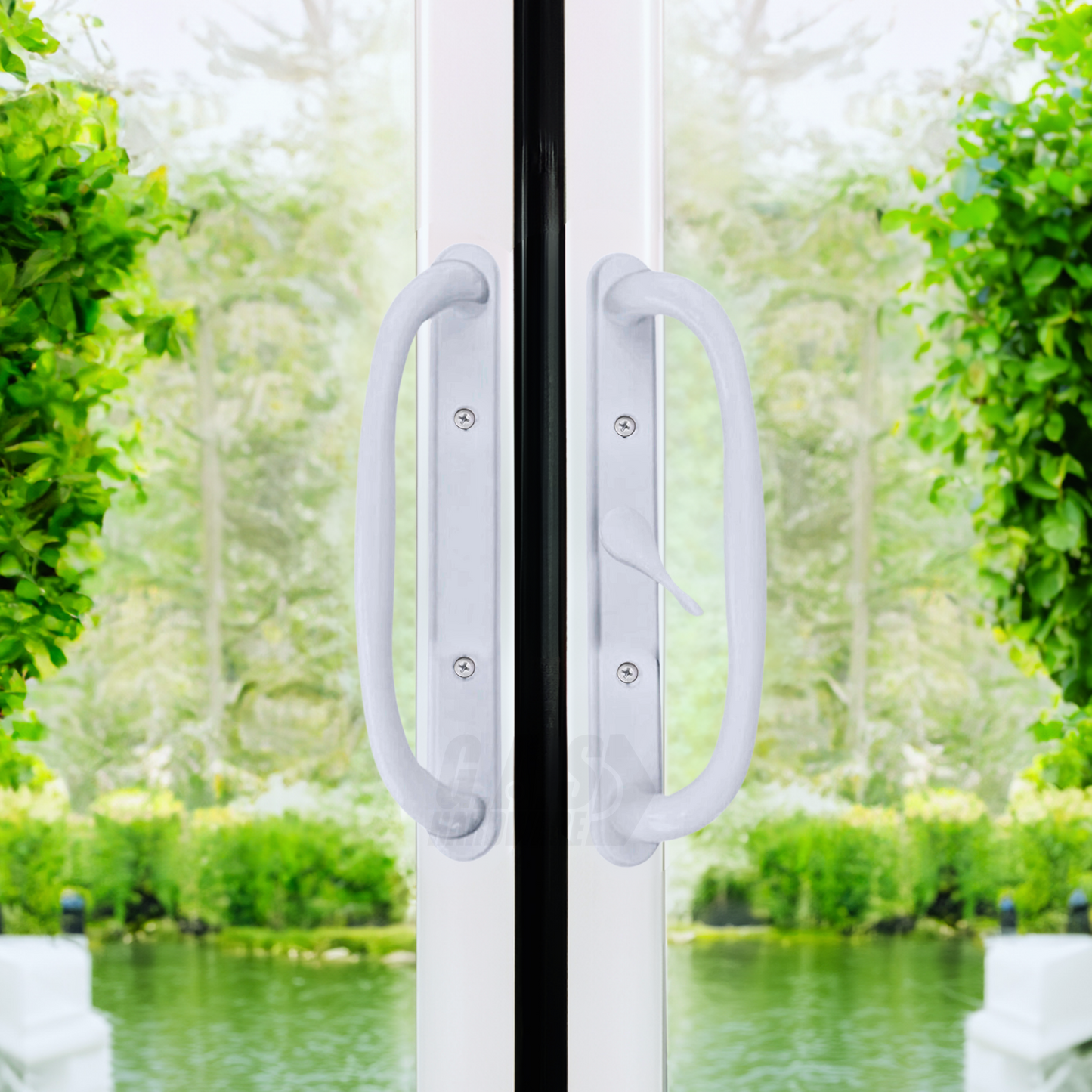 10" Olympus Sliding Patio Door Handle Set Replacement, 3-15/16" Hole Spacing, Fits 1-1/4" to 2-1/4" Door Thickness - Garage and Sliding Door Hardware