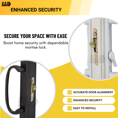 Peachtree Sliding Glass Patio Door Lock, Mortise Type, 45 Degree Keyway, 3-11/16" Screw Holes | Mortise Lock Replacement for Patio Screen Glass Door Repair (DL-701) - Garage and Sliding Door Hardware