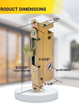 (DL-701-ALLOY STEEL) Peachtree Door Mortise Lock w/ Spacing Replacement Latch