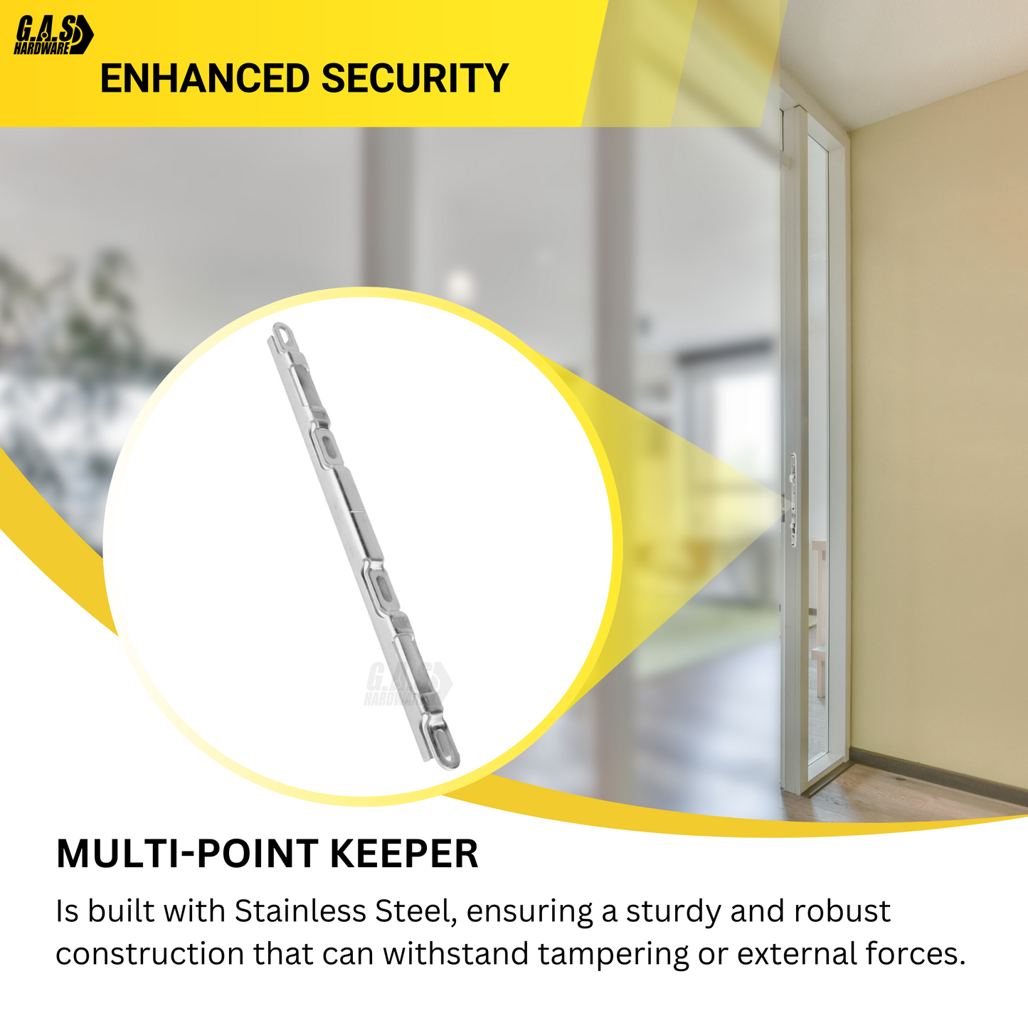 Sliding Glass Door Multi-Point Keeper for 2 Point Mortise Lock | Keeper Replacement for Mortise Lock 2 Point - Stainless Steel - Garage and Sliding Door Hardware
