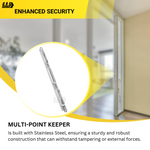 Sliding Glass Door Multi-Point Keeper for 2 Point Mortise Lock | Keeper Replacement for Mortise Lock 2 Point - Stainless Steel