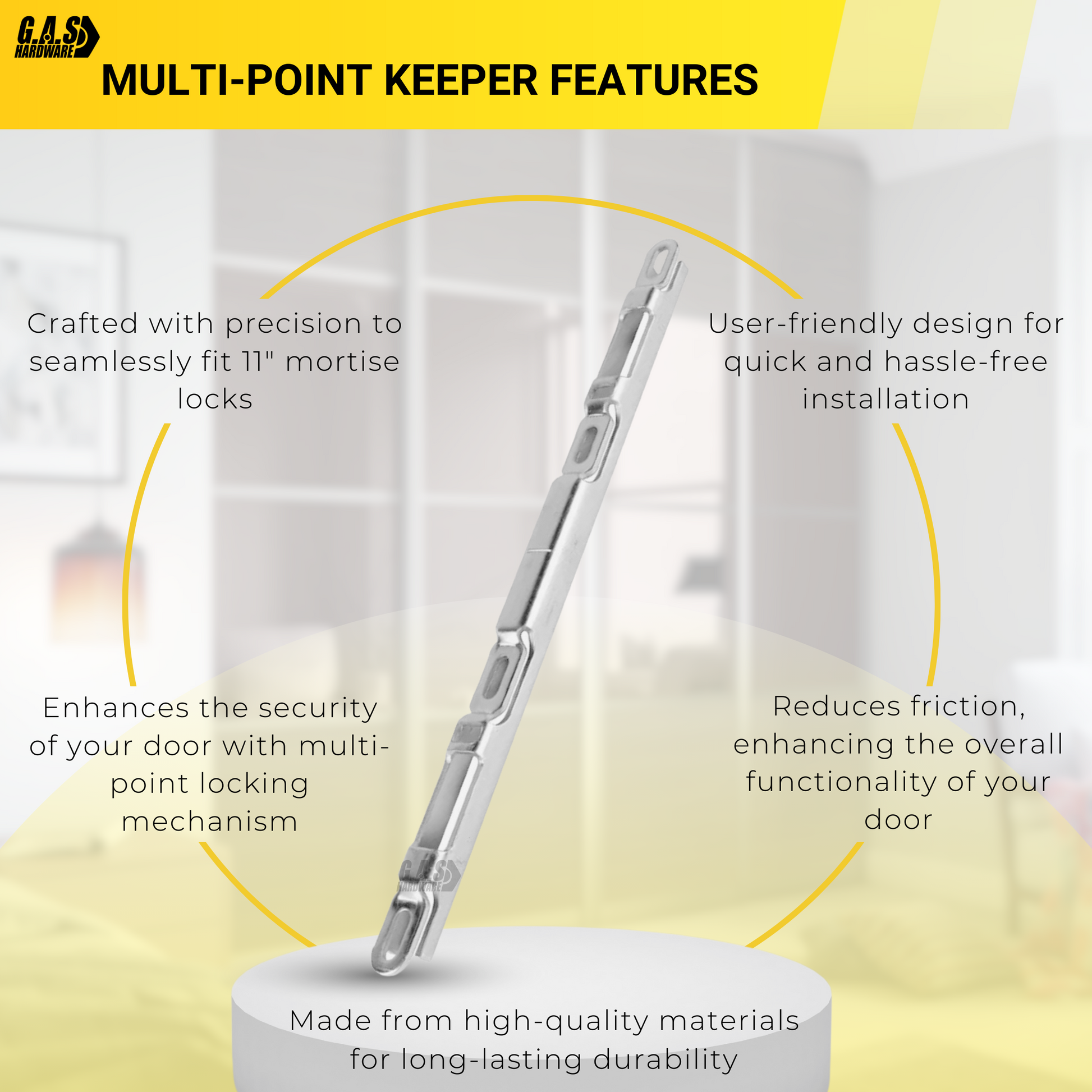 Sliding Glass Door Multi-Point Keeper for 2 Point Mortise Lock | Keeper Replacement for Mortise Lock 2 Point - Stainless Steel - Garage and Sliding Door Hardware