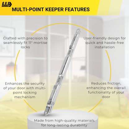 Sliding Glass Door Multi-Point Keeper for 2 Point Mortise Lock | Keeper Replacement for Mortise Lock 2 Point - Stainless Steel - Garage and Sliding Door Hardware