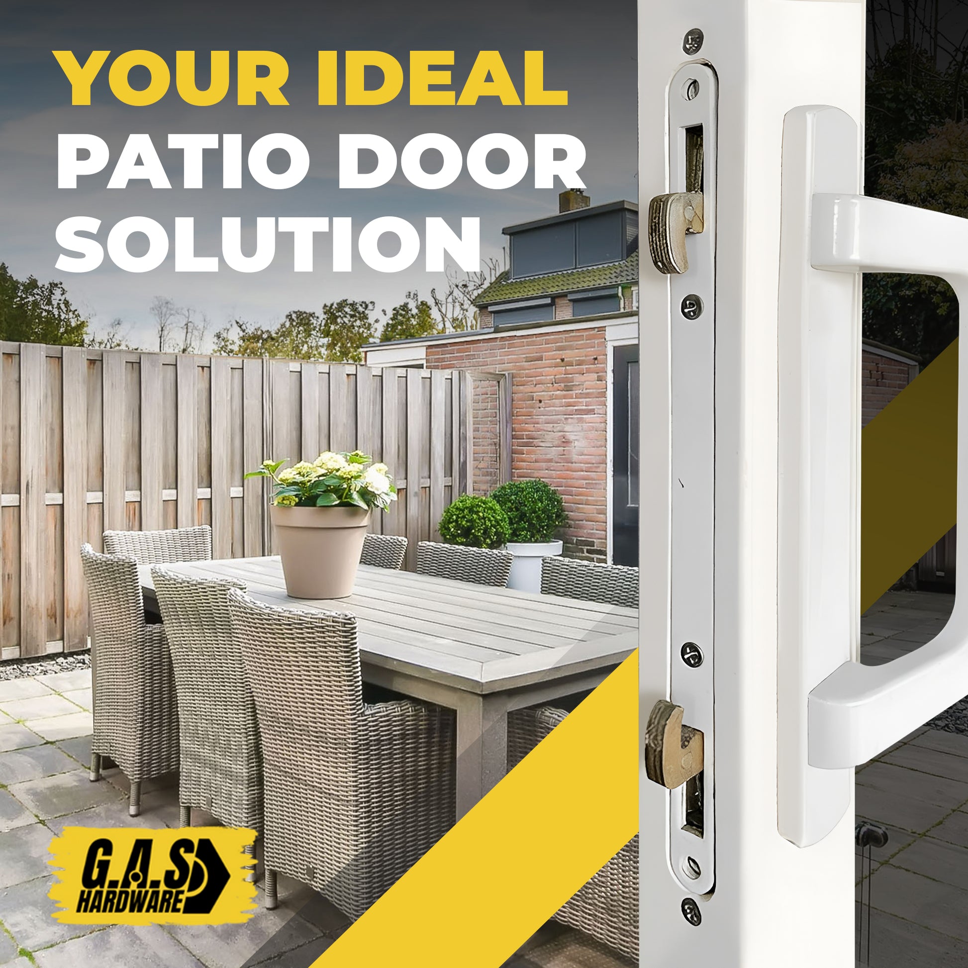 10" Dual Point Mortise Lock, 9-7/8" Hole Spacing, OFFSET Latch Position - Garage and Sliding Door Hardware