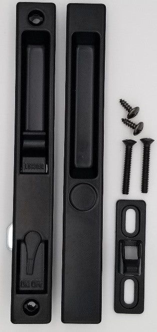 Sliding Glass Door Handle Set, Flush Mount, Non-Keyed, 6-5/8" Screw Holes (DL-502) - Garage and Sliding Door Hardware