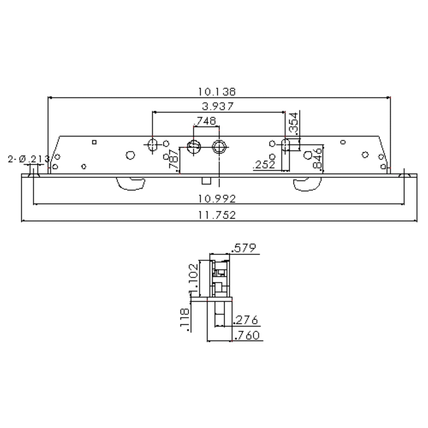 11-3/4" Multi-Point Mortise Lock with Face Plate and Anti-Slam Pin for Sliding Glass Doors | Two Point Replacement Locking Mechanism to Fix and Repair Sliding Patio Door Hardware - Alloy Steel - Garage and Sliding Door Hardware