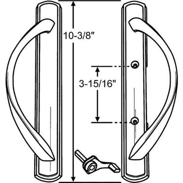 Contemporary Sliding Glass Door Amesbury Truth Handle Replacement Set with 3-15/16" Hole Spacing - Garage and Sliding Door Hardware